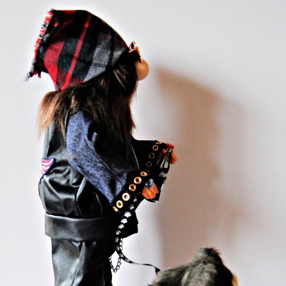 Outdoors Biker Motorcycle Gnome with Dog – Removable Accessories - Picture 4 of 6